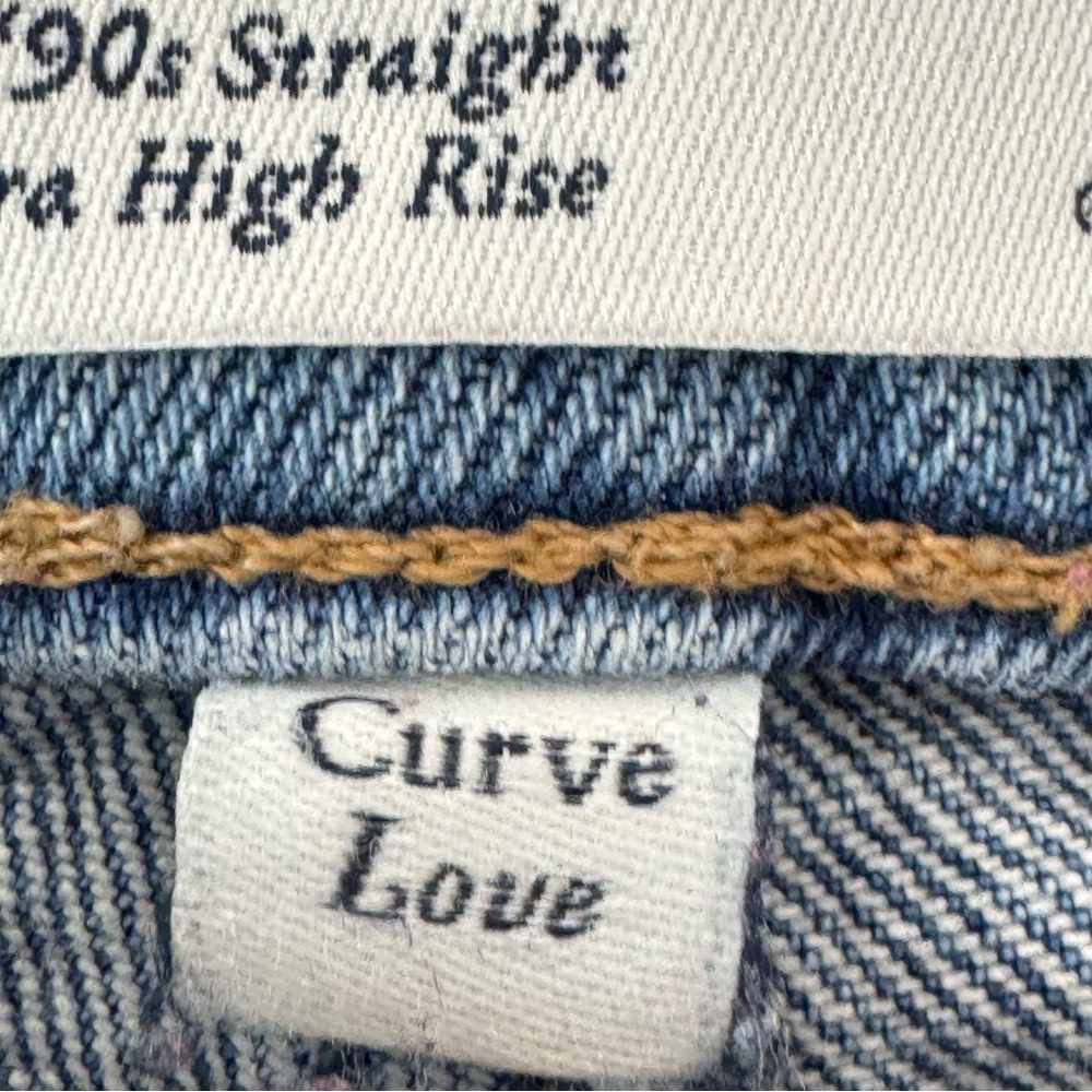 Abercrombie & Fitch Curve Love Ultra High Rise 90s Straight Floral Boho Jeans 25 - Picture 8 of 13